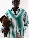 Pure Cotton Striped Collared Relaxed Shirt