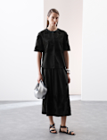 Pure Cotton Embroidered Round Neck Short Sleeve Blouse
