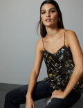 Pure Silk Floral Print V-Neck Camisole Top