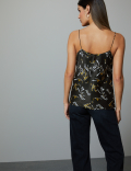 Pure Silk Floral Print V-Neck Camisole Top