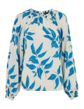 Leaf Print High Neck Relaxed Blouse