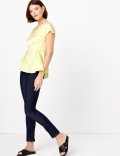 Waist Pleat Short Sleeve Shell Top