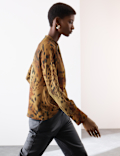 Animal Print Draped Blouse