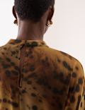 Animal Print Draped Blouse