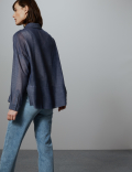 Sheer Oversized Button Detailed Shirt