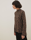 Printed High Neck Long Sleeve Blouse
