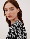 Satin Floral Long Sleeve Top