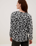Satin Floral Long Sleeve Top