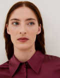 Pure Silk Collared Long Sleeve Shirt