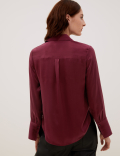 Pure Silk Collared Long Sleeve Shirt