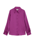 Satin Collared Blouson Sleeve Shirt