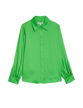 Satin Collared Blouson Sleeve Shirt