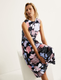 Floral Sleeveless Midi Shift Dress