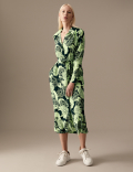 Cupro Rich Floral Midaxi Shirt Dress