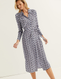 Cupro Rich Printed Midaxi Shirt Dress