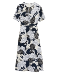 Cupro Rich Floral Tie Neck Midaxi Tea Dress
