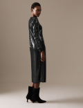 Sequin Round Neck Midi T-Shirt Dress