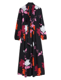 Floral Scarf Neck Midaxi Waisted Dress