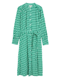 Printed Collarless Midaxi Shirt Dress