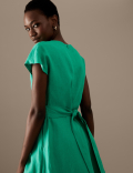 Pure Irish Linen V-Neck Midaxi Waisted Dress