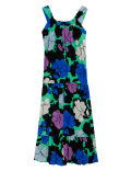 Cupro Rich Printed Square Neck Midaxi Dress