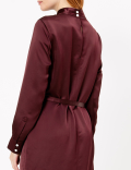 High Neck Satin Midi Dress