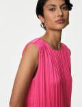Plisse Midaxi Column Dress