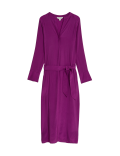 Cupro Rich Notch Neck Midi Shirt Dress