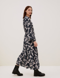 Floral Belted Maxi Waisted Dress