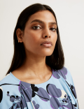 Floral Round Neck Midaxi Waisted Dress