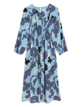 Floral Round Neck Midaxi Waisted Dress