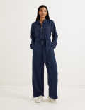 Lyocell Belted Wide Leg Jumpsuit