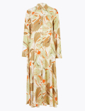 Floral Print Midi Shirt Dress