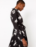 Floral Print Waisted Midi Dress