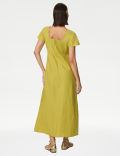 Pure Irish Linen Square Neck Midaxi Dress