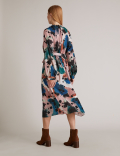 Abstract Floral Midaxi Waisted Dress