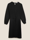 Pleated Long Sleeve Dress