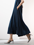 Lyocell Rich Round Neck Midaxi Column Dress