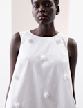 Pure Cotton Embellished Mini Shift Dress