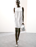 Pure Cotton Embellished Mini Shift Dress
