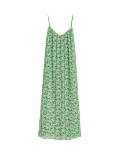 Plisse Printed V-Neck Midaxi Cami Dress