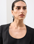 Scoop Neck Mini Waisted Dress With Wool