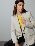 Cotton Rich Single Breasted Blazer with Linen