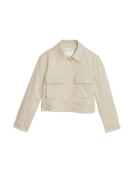 Cotton Rich Collared Cropped Utility Jacket