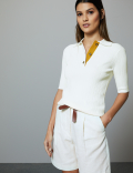 Ribbed Short Sleeve Knitted Top