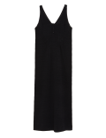 Linen Blend V-Neck Midi Slip Dress
