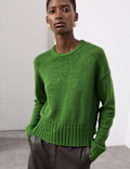 Pure Merino Wool Ribbed Crew Neck Jumper