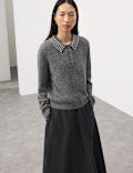 Embellished Polo Jumper with Wool