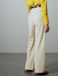 Linen Blend Trousers with Leather Belt