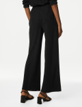 Jersey Plisse Wide Leg Trousers